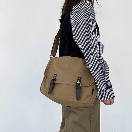 Tooling Messenger Bag Retro Flip Canvas Schoolbag