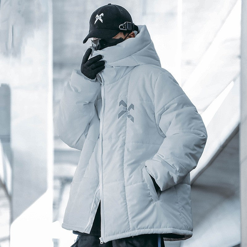 Male Loose Thickened Personality Trend Line Solid Color Cotton Jacket
