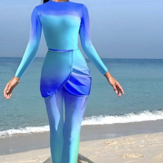 Three-piece Tie-dye Form-fitting Beach Vacation Swimsuit