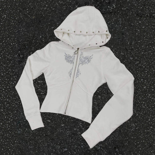 Y2K High-Street Trendy Rivet Straight Hoodie In Harajuku Style