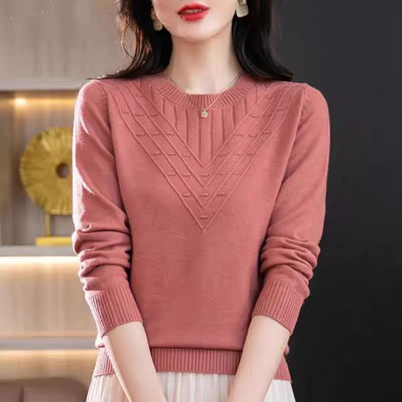 Autumn New Long Sleeve Sweater Round Neck Knitted Base Shirt