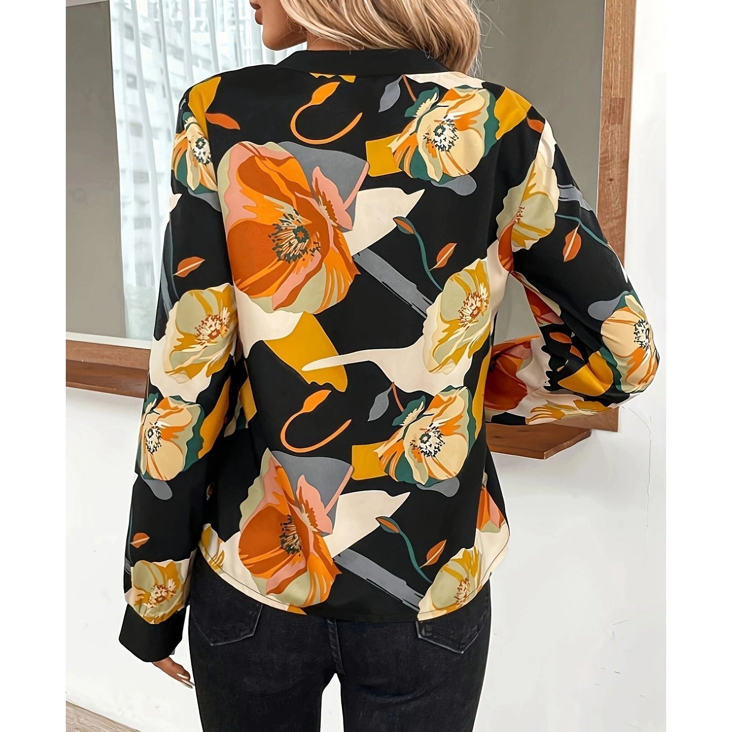 Trykt Elegant All-match Plus Size Skjorte til Kvinder