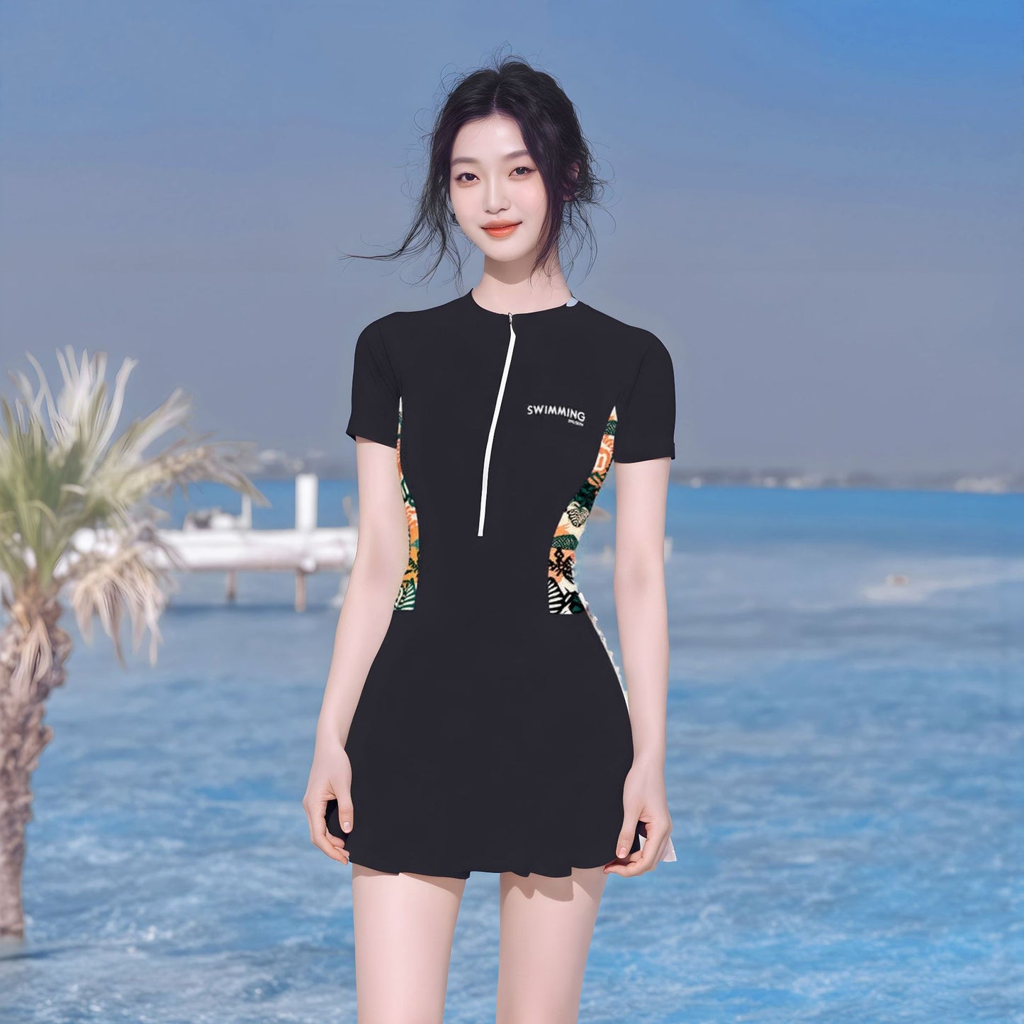 Slimming Modest Womens One Piece Swimsuit