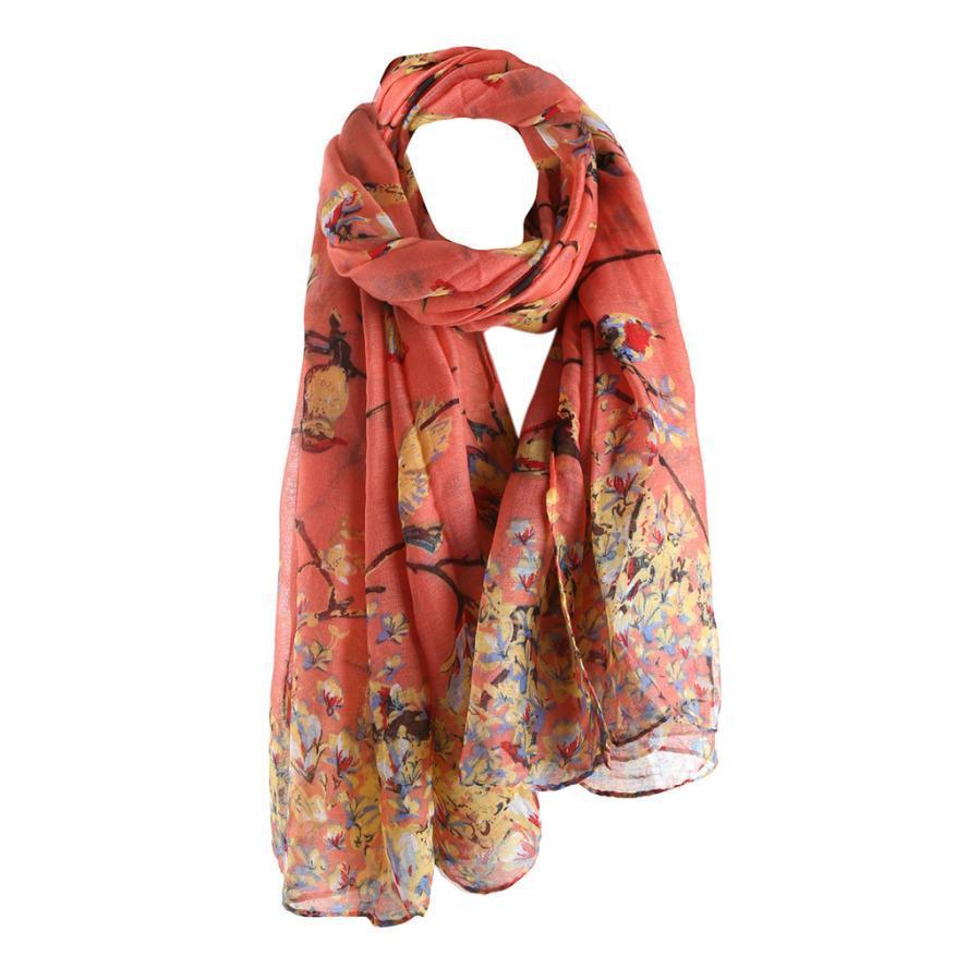 Fashion Twigs And Birds Print Pattern Scarf