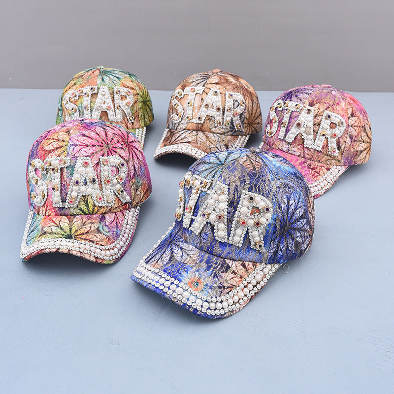 Outdoor Colorful Handmade Pearl Baseball Hat