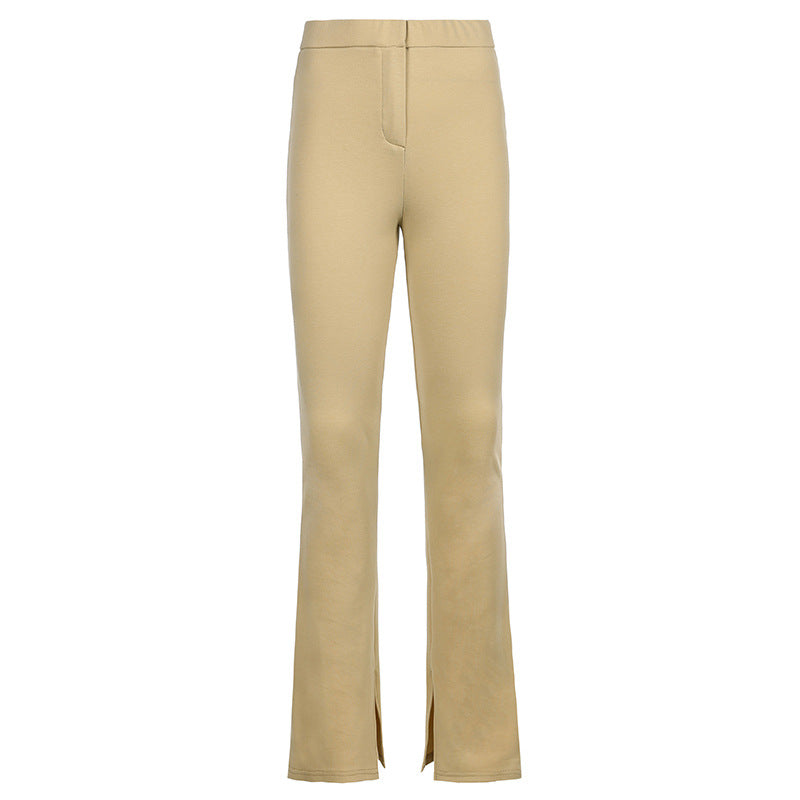 La Trousers Women's Sports And Leisure Trousers High Waist Split Slim Slimming Trousers