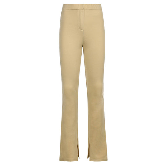La Trousers Women's Sports And Leisure Trousers High Waist Split Slim Slimming Trousers