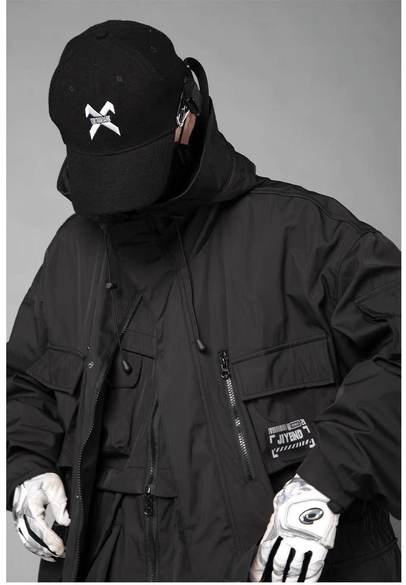 Men's Loose Fitting Casual Black Waistband Jacket