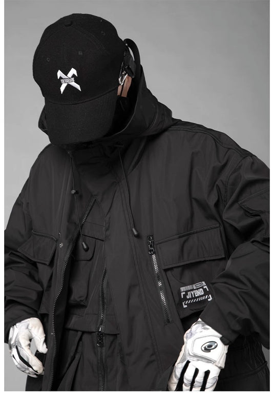 Men's Loose Fitting Casual Black Waistband Jacket