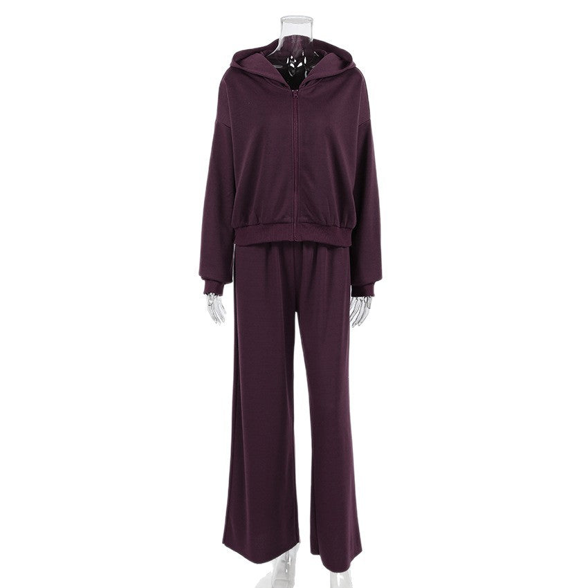Fall Winter Fashion Coat And Trousers Two-piece Set