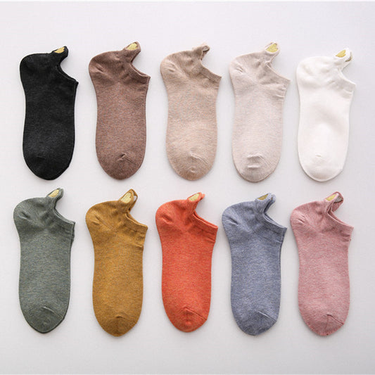 Heel Ear Love Embroidery Women's Boat Socks