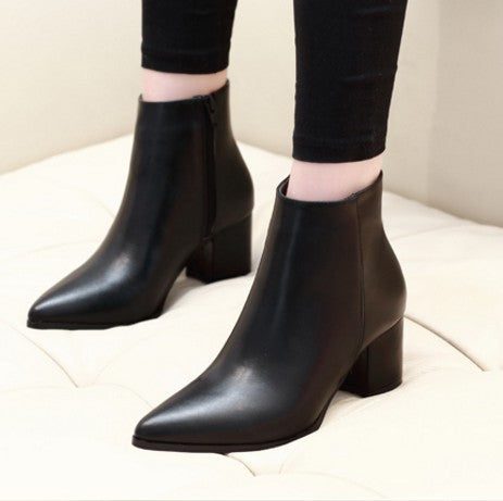 New European And American High-heeled Martin Boots Pointed Thick