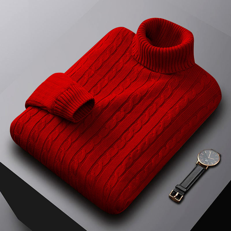 Men's Turtleneck Sweater Thick Cotton Sweater Fleece Lined Padded Warm Keeping Underwear