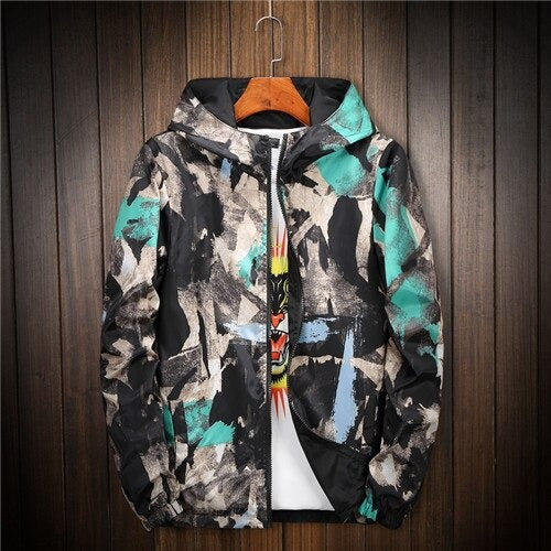 Fashion Camouflage Two Sided Top Hooded Slim Sports Thin Coat