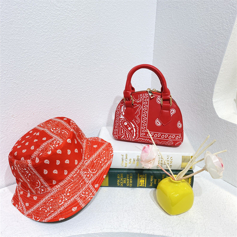 Cashew Flower Fisherman's Hat Shell Handbag Set