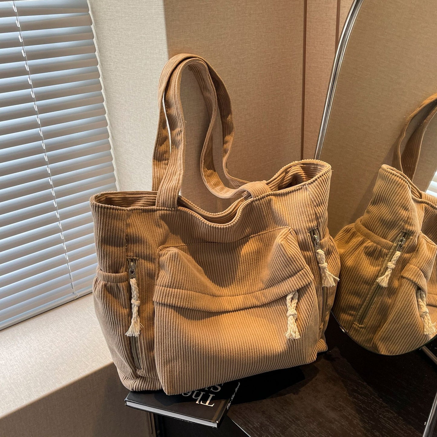 Corduroy Casual Versatile Large Capacity Bag