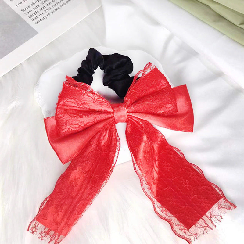 Lace Double Layer Ribbon Bowknot Hair Accessories Hair Ring