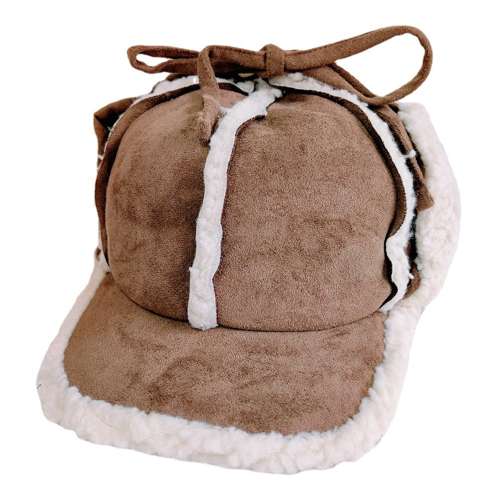Rope Ushanka Women's Lamb Wool Fleece-lined Thermal And Windproof Cold Protection Earflaps Northeast Hat