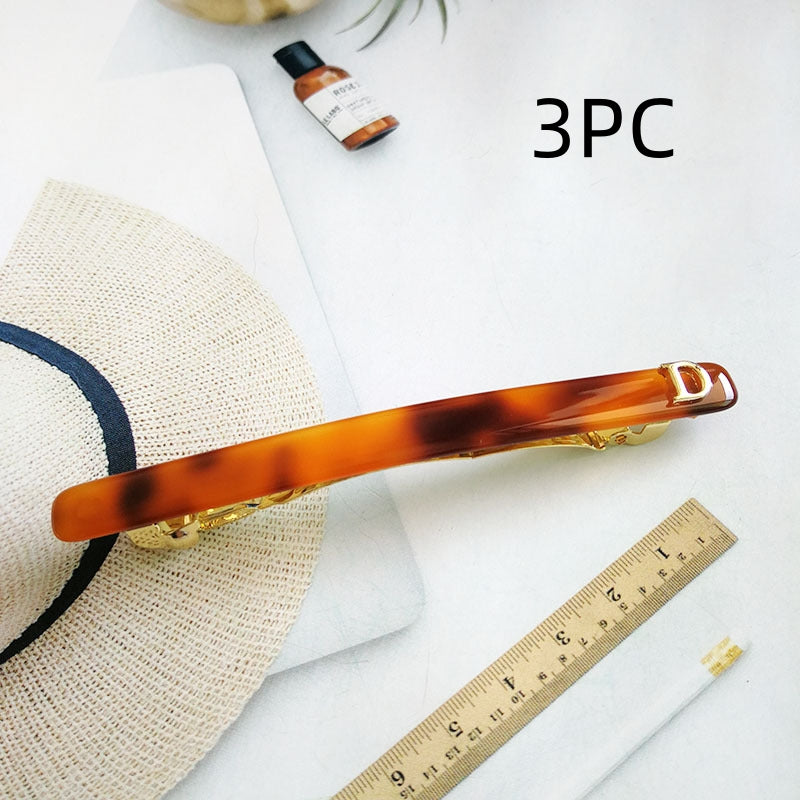 Dai Nuo Korean Version Of Acetic Acid, High-End Women's Hair Accessories, Creative And Simple Two-Color Fine Hair Clip, Spring Clip, Horizontal Clip