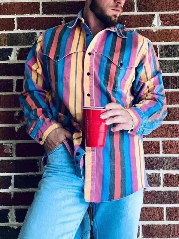 Lapel Casual And Comfortable Men's Long Shirt