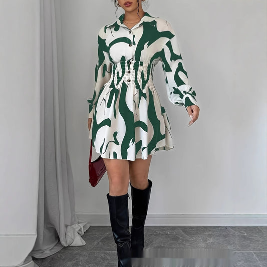 European And American-style Fashionable Collar-lined Dress