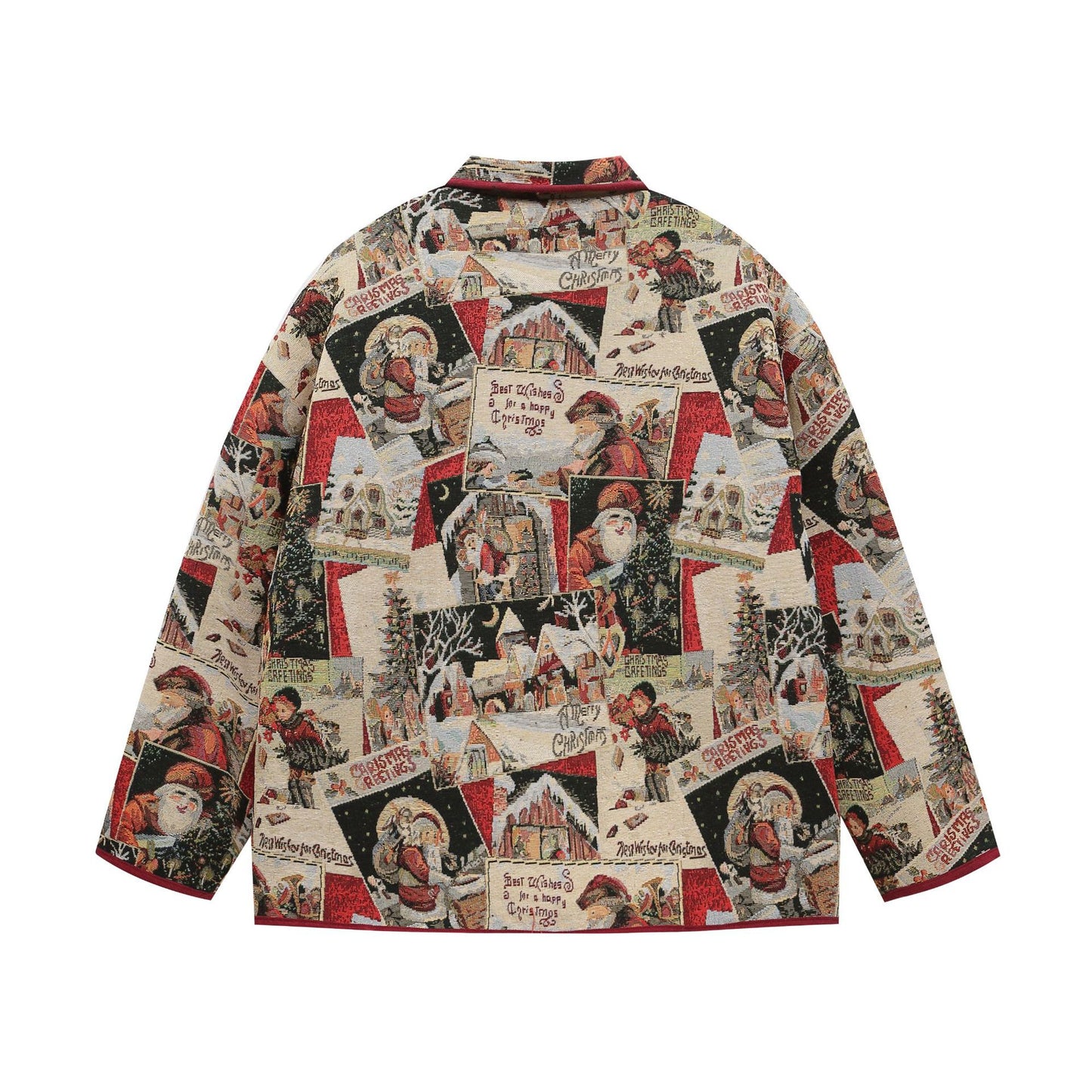 Retro Santa Claus Jacquard Lapel Cotton-padded Coat