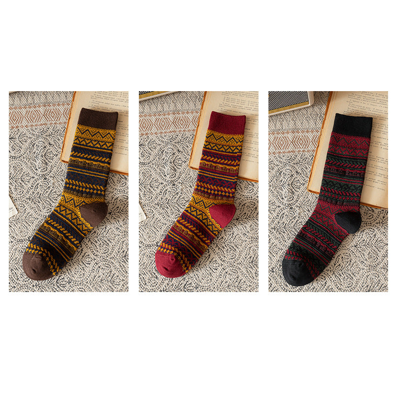 Women's Mid-calf Socks Retro Thickened Long Socks
