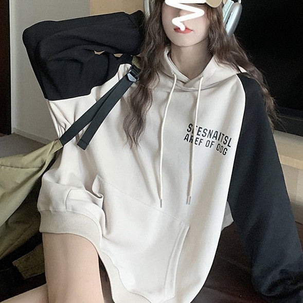 Farveblok Hoodie Dame Forår Og Efterår