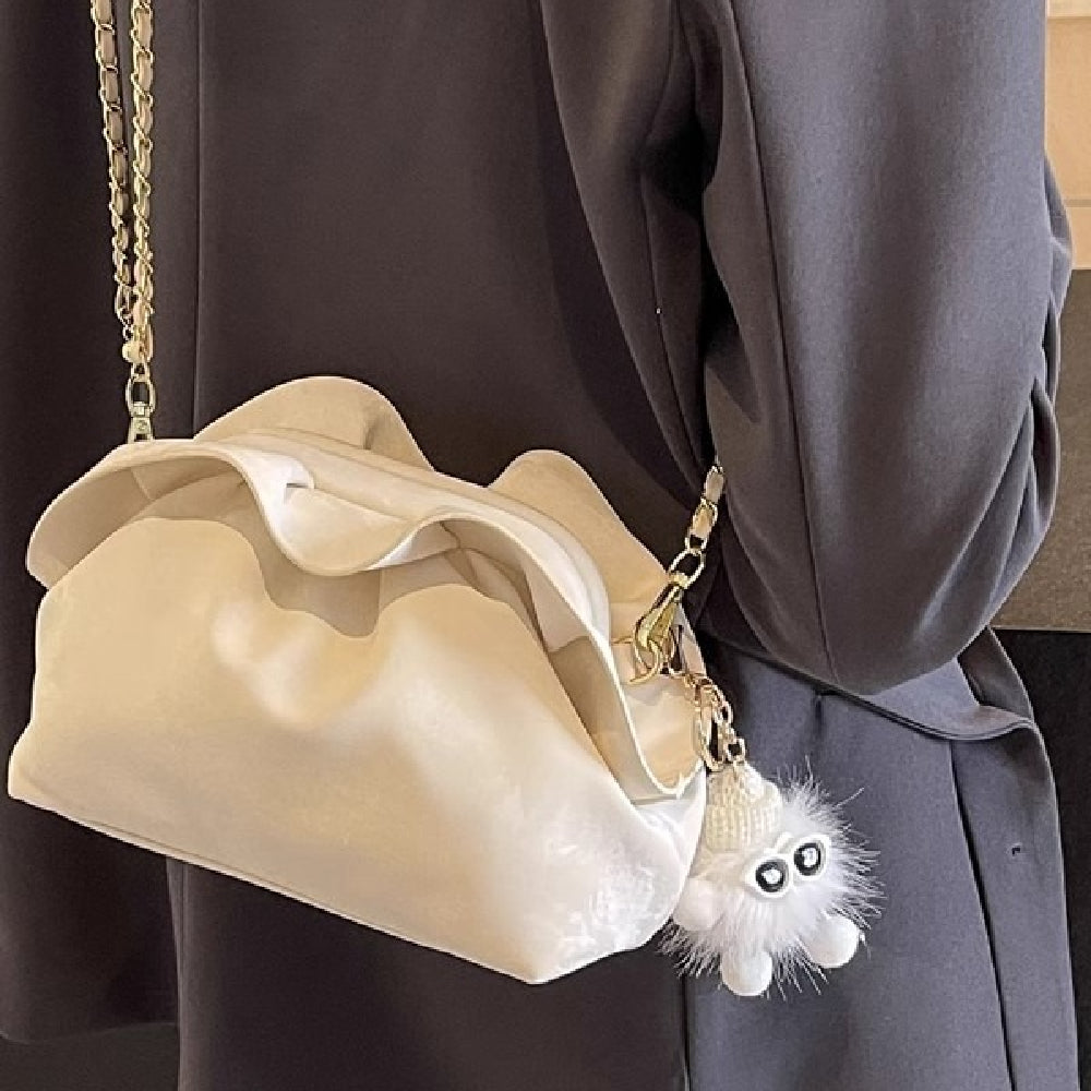 Cloud Trendy Pleated Chain Bag Clip Mouth Shoulder Messenger Bag Underarm Women's