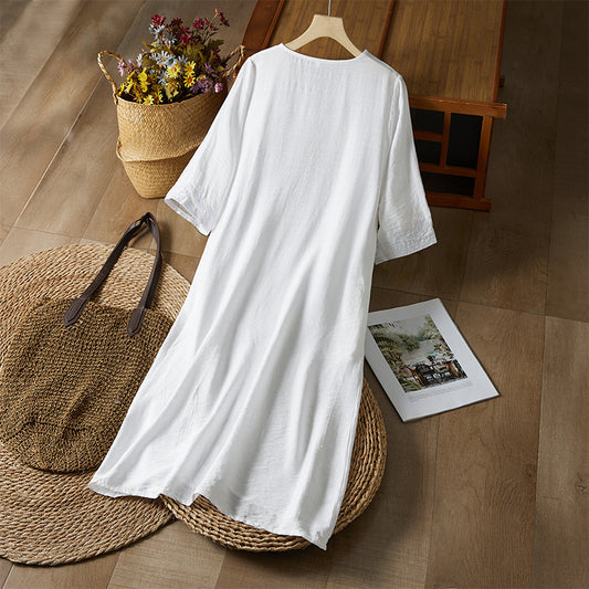 Elegant, Artistic, And Breathable Embroidered Maxi Dress With Intricate Detailing