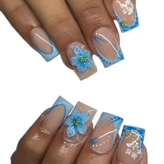 Nail Art High Fashion Simple Rhinestone Butterfly Flower Cow Wear Nail 24 Pieces