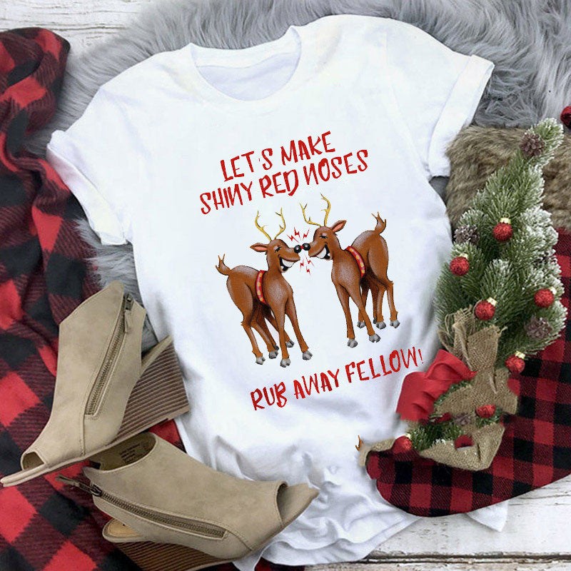 Christmas T-shirt Women's Summer Plus Size With Short Sleeves
