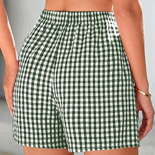 Holiday Women's Casual High Waist Loose Fashion Plaid Shorts