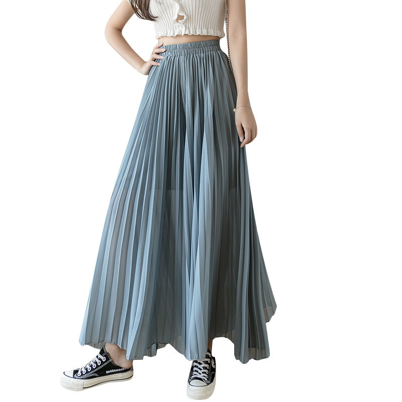 Loose-fitting Pleated Chiffon Wide-leg Women's High Waist Straight Skirt Pants