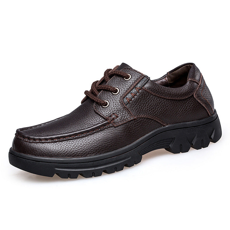 Outdoor Leather Shoes Low-cut Lace-up Casual Shoes Cowhide Work Boots