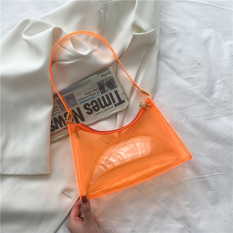 Mode Dame Taske Koreansk Version Lille Jelly Bag Ensfarvet Transparent Dame Skuldertaske