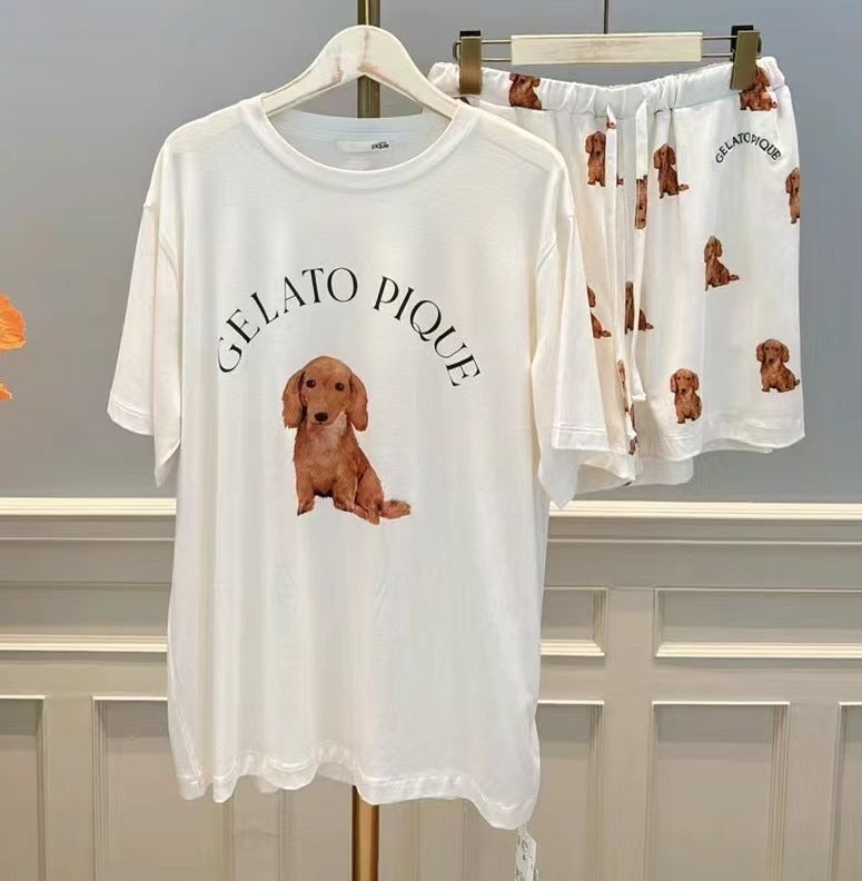 New Cute Dog Pajamas For Women Summer Suit