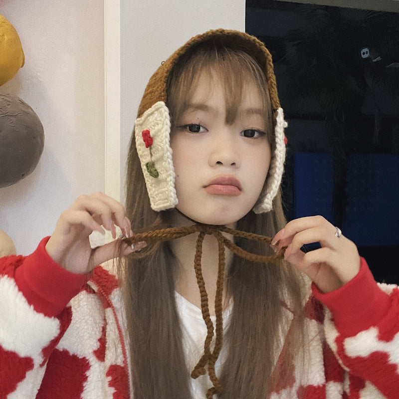 Handmade Knitted Lace-up Ear Warmer Girl Earmuffs Autumn And Winter