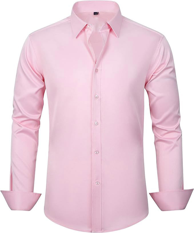 Men's Slim-fit Long-sleeve Solid Color Simple Business Casual Shirt