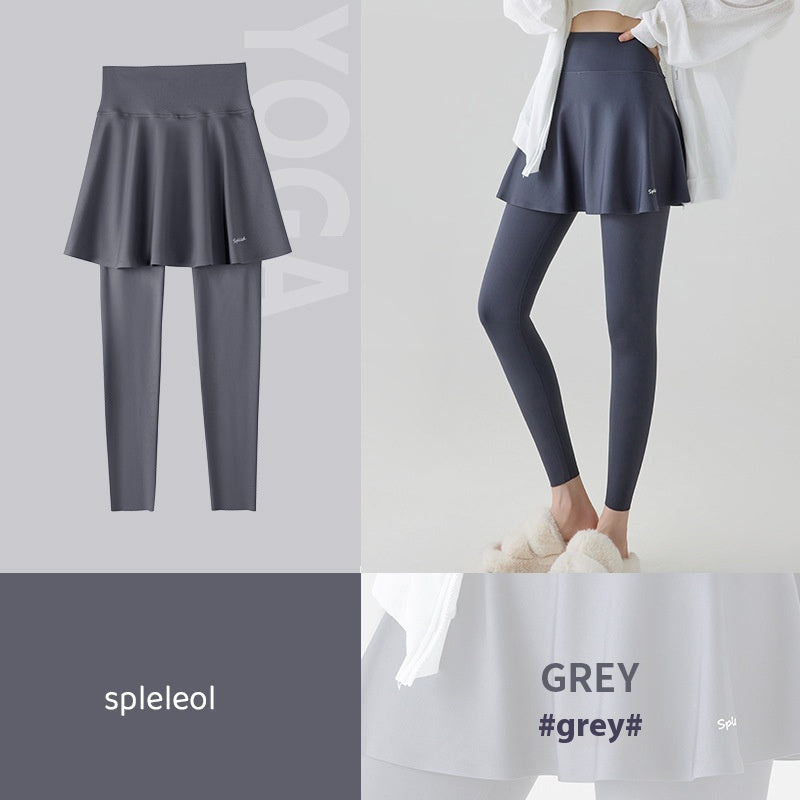 Yoga Culottes til kvinder, Høj Talje, Hofte Løft, Overtøj, Forår og Efterår, Tynd, Falsk To-delt Skort
