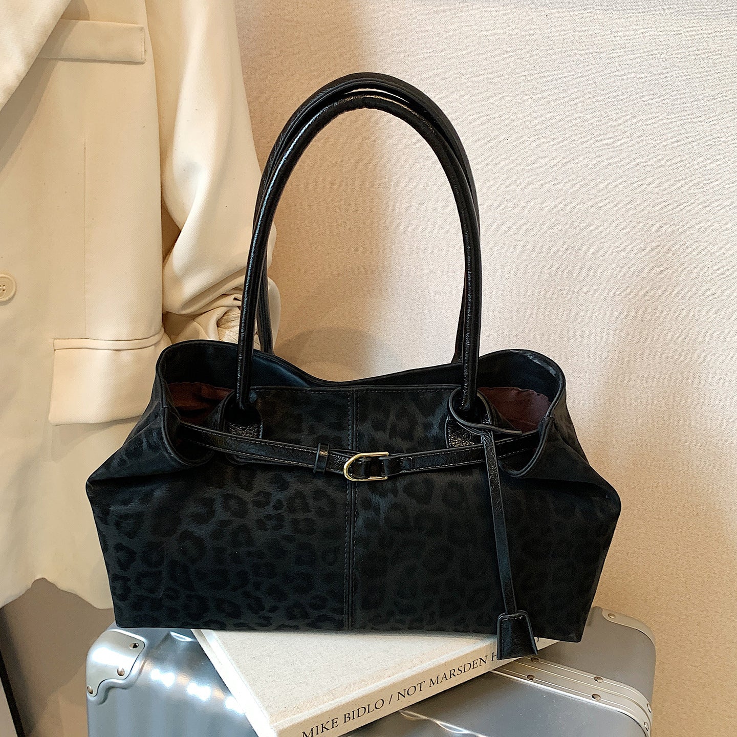 Leopard-print Shoulder Bag Fashionable Versatile And Minimalist