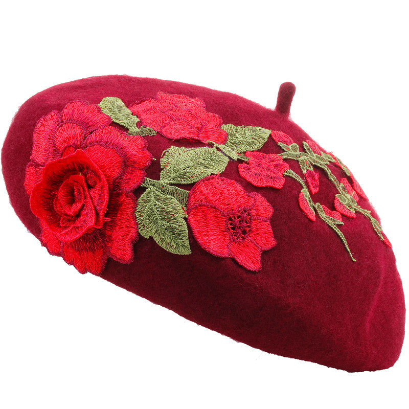 Ethnic Temperament Handmade Sticky Flower Beret
