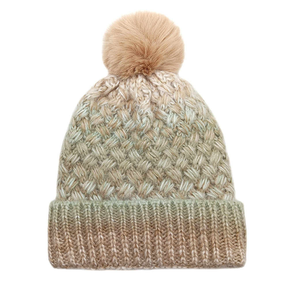 Cold-proof Woolen Cap Female Fleece-lined Thermal Knitting