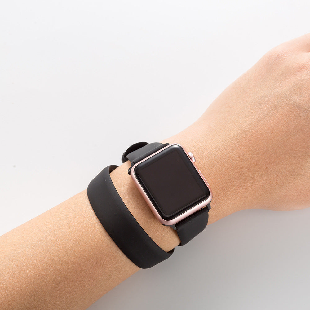 Double Circle Silicone Solid Color Iwatch Strap