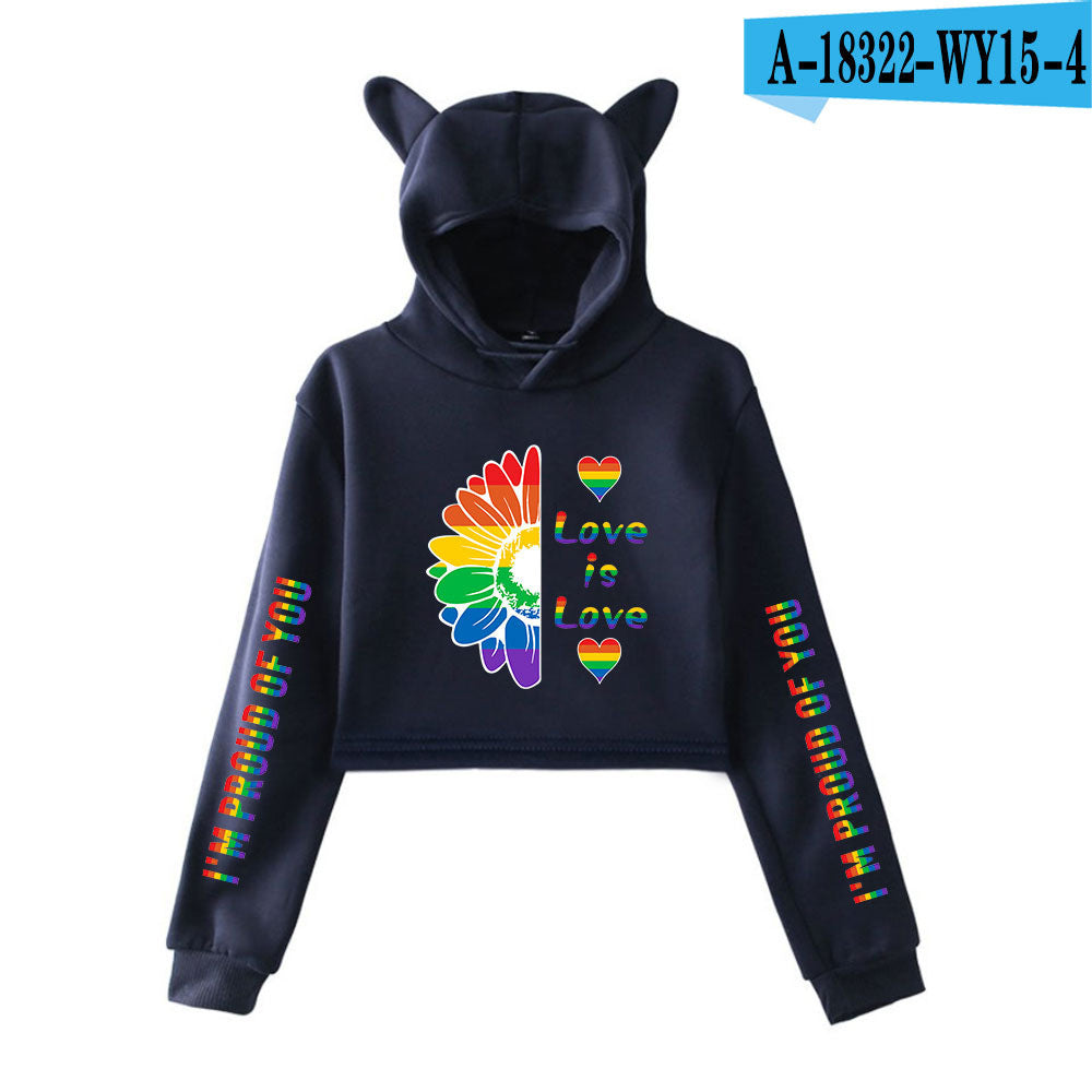 Girl Navel Exposed Cat Ear Sweater