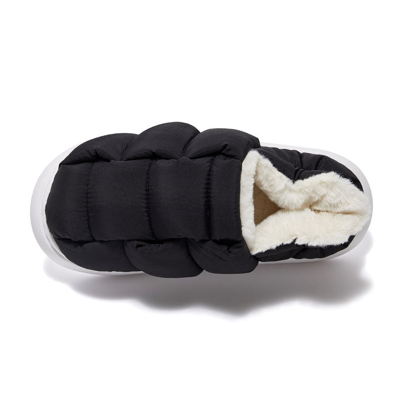 Twist Top Down Cloth Bag Root Plus Velvet Slippers