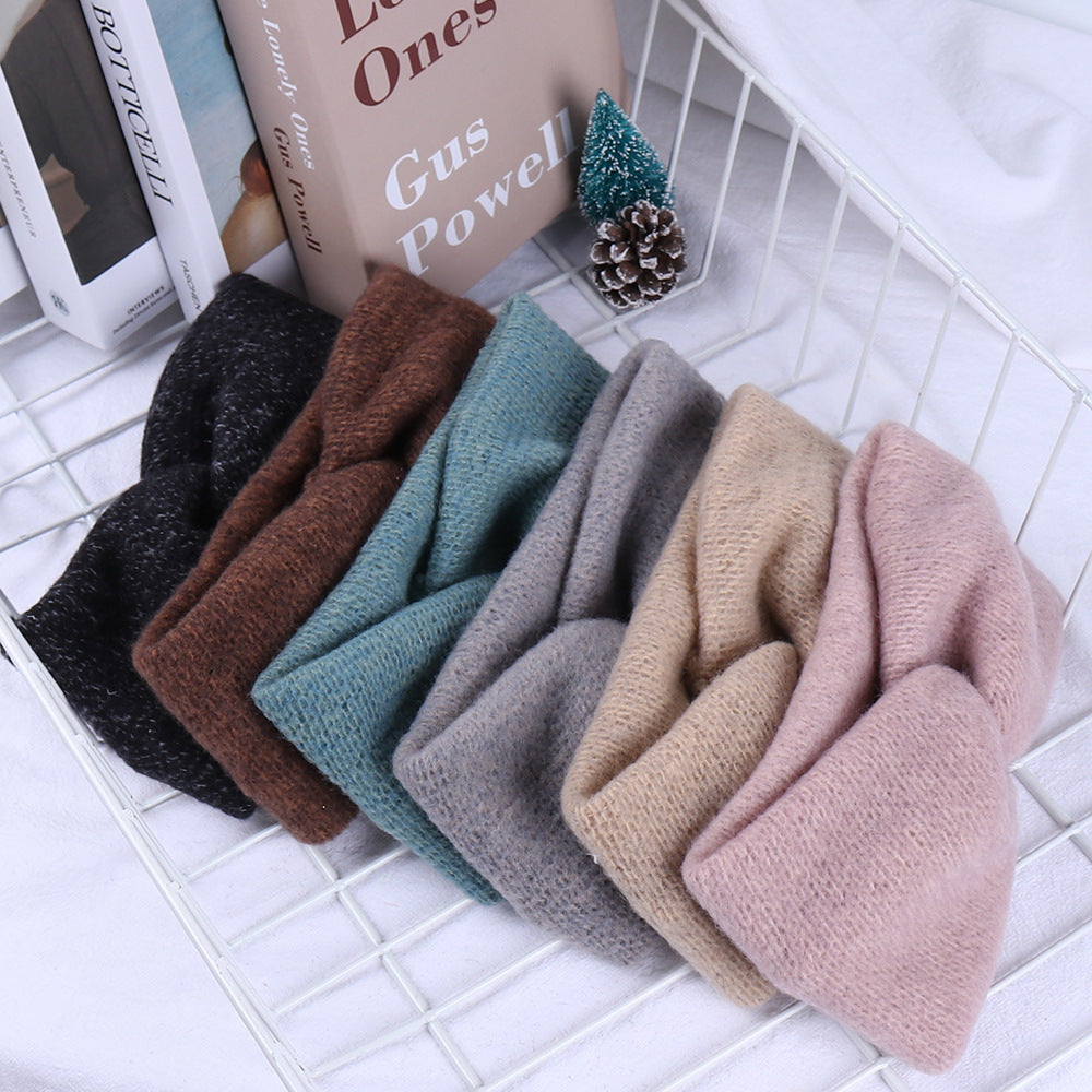 Simple And Versatile Wide-sided Cross Woven Knitted Headband