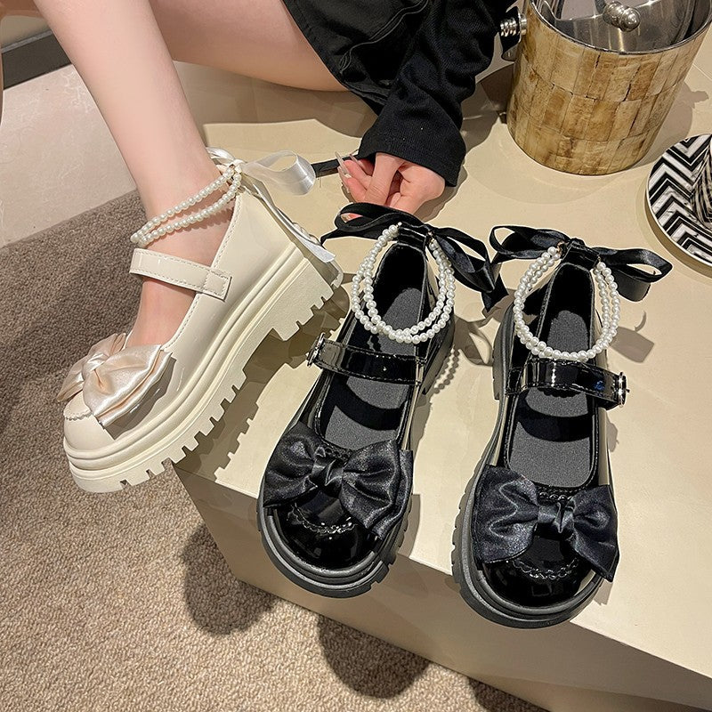 Vintage Bow With Skirt Japanese JK College Style Shoes