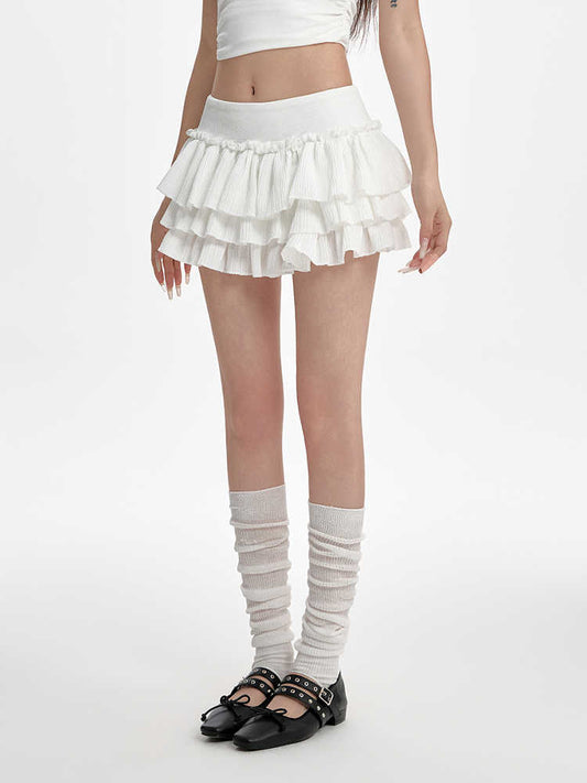 Puffy Cake Dress Women's Low Waist Pleated Skirt