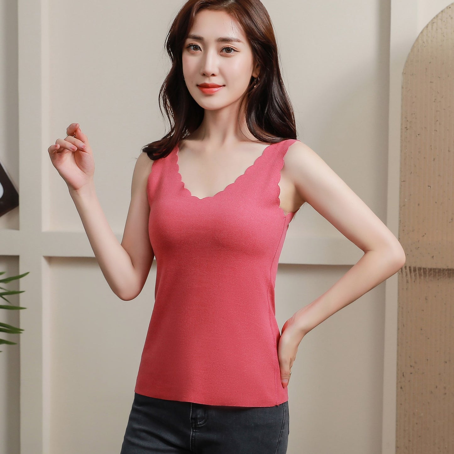 Double Sided Warm Vest Women's Large Seamless Plush Heating Underwear